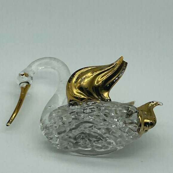 Vintage Gold & Glass Swan with Clipped Wing 🦢 - Picture 6 of 6